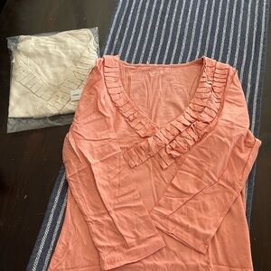 Garnet Hill Womens New 3/4 sleeve 100% cotton top small- Two